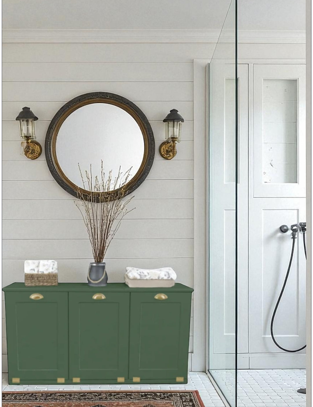 3 compartment laundry sorter in green