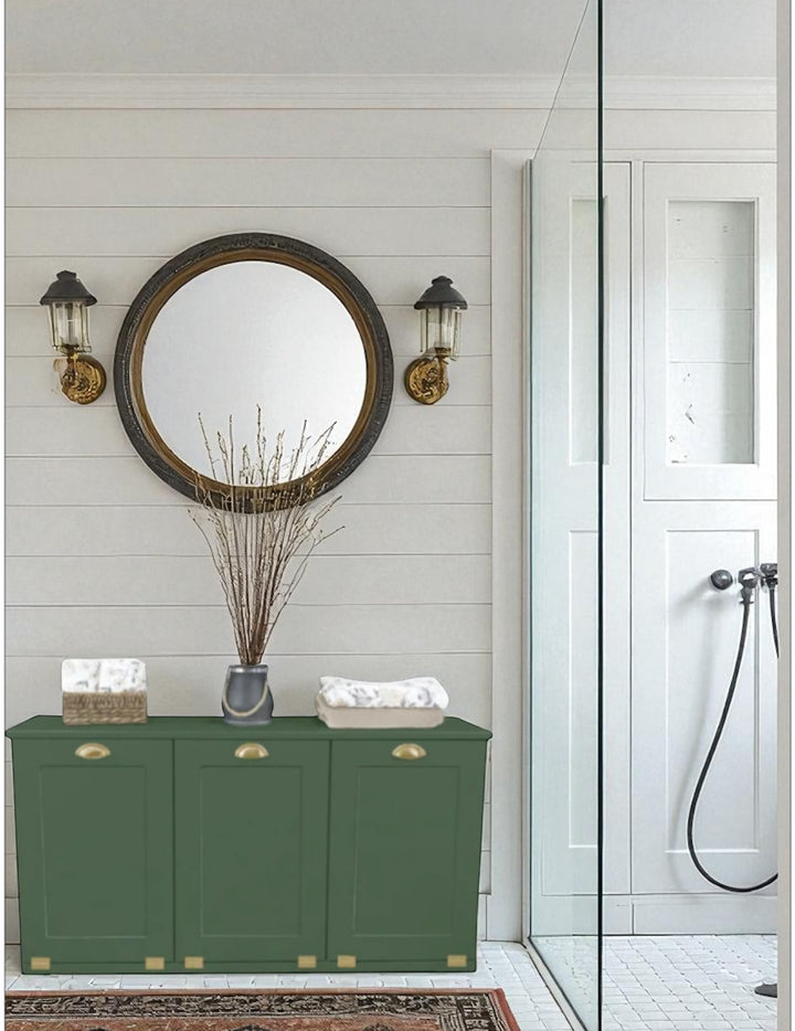 3 compartment laundry sorter in green