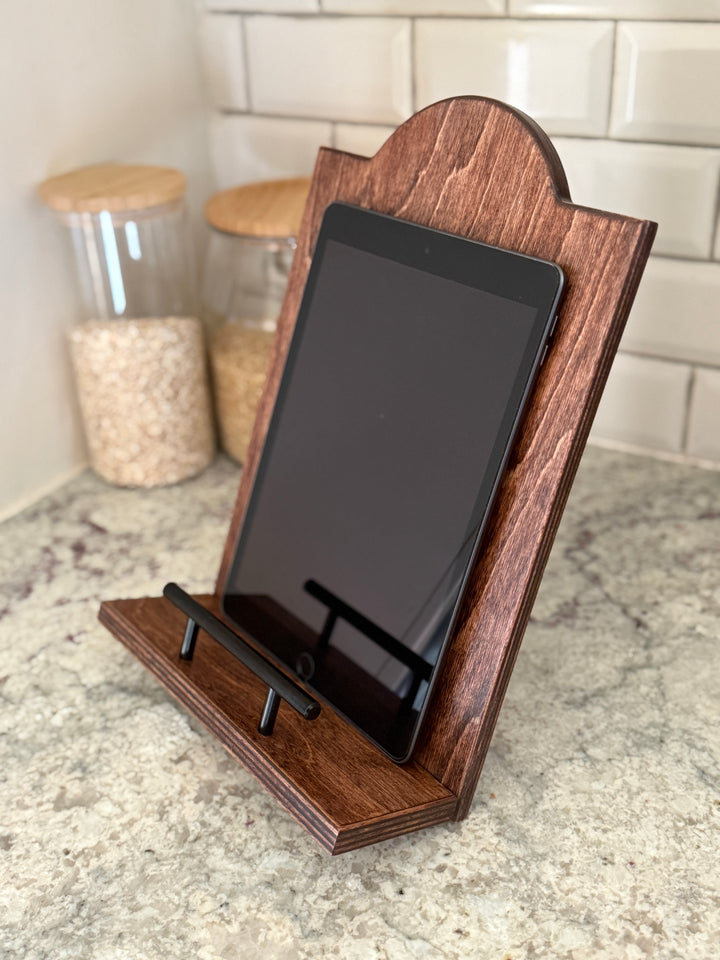 Red oak stained cookbook holder