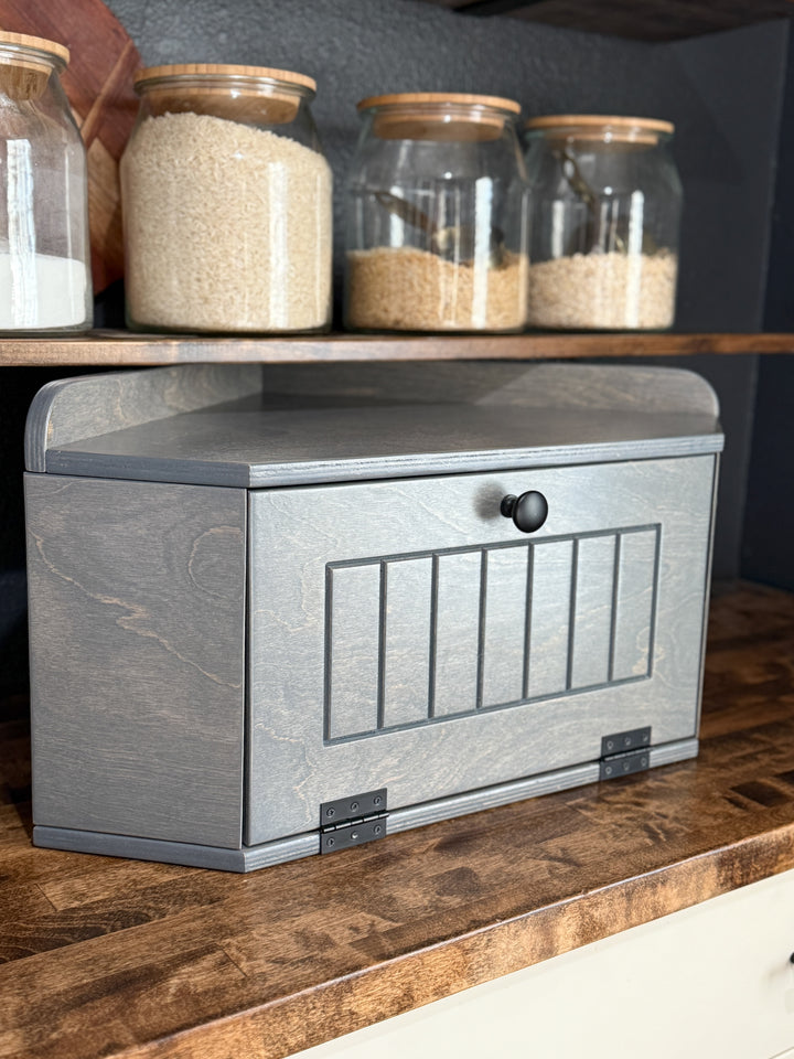 Bread box in gray stain
