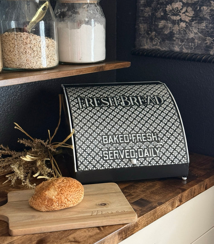 Embossed Bread Box Black