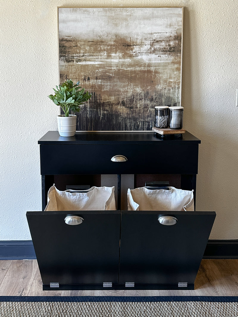 Dashwood laundry with a storage drawer in black modern style