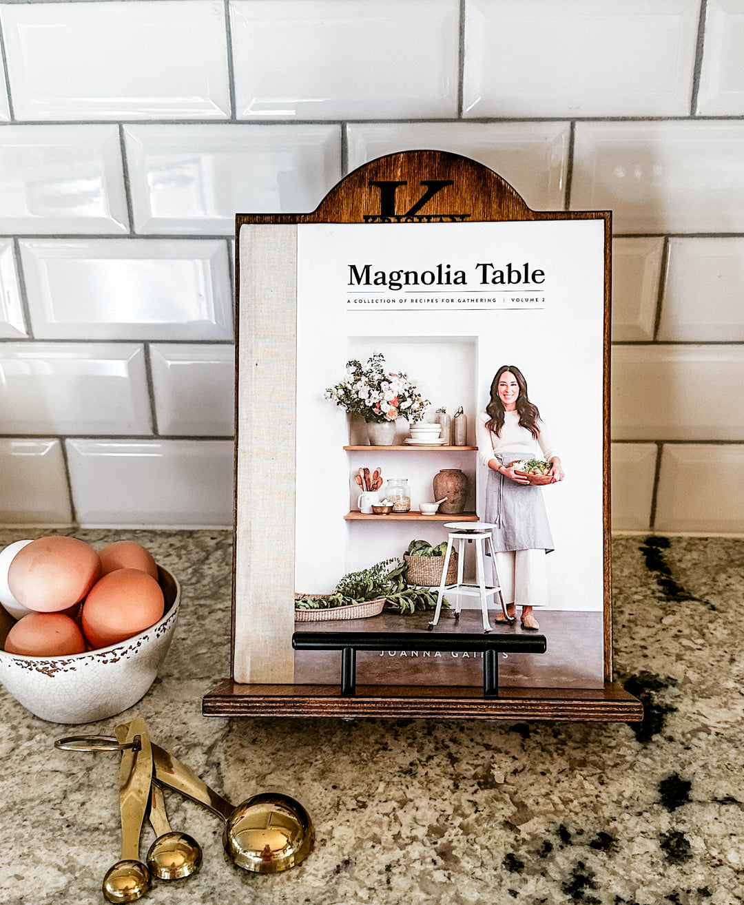 Monogram style cookbook holder