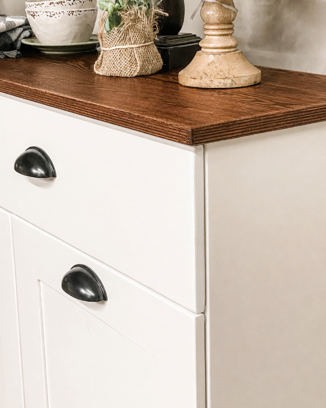 Stained top for tilt out trash or laundry hamper cabinets -add to your order