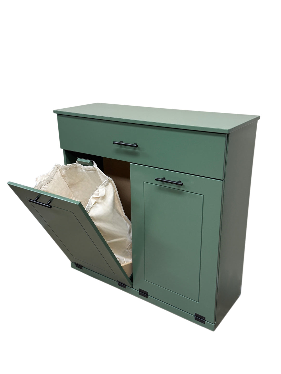 Double laundry cabinet, counter tall, with a drawer in green