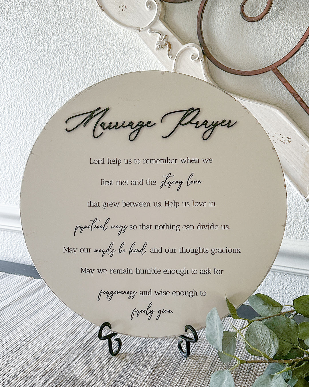 Marriage prayer sign soft white distressed