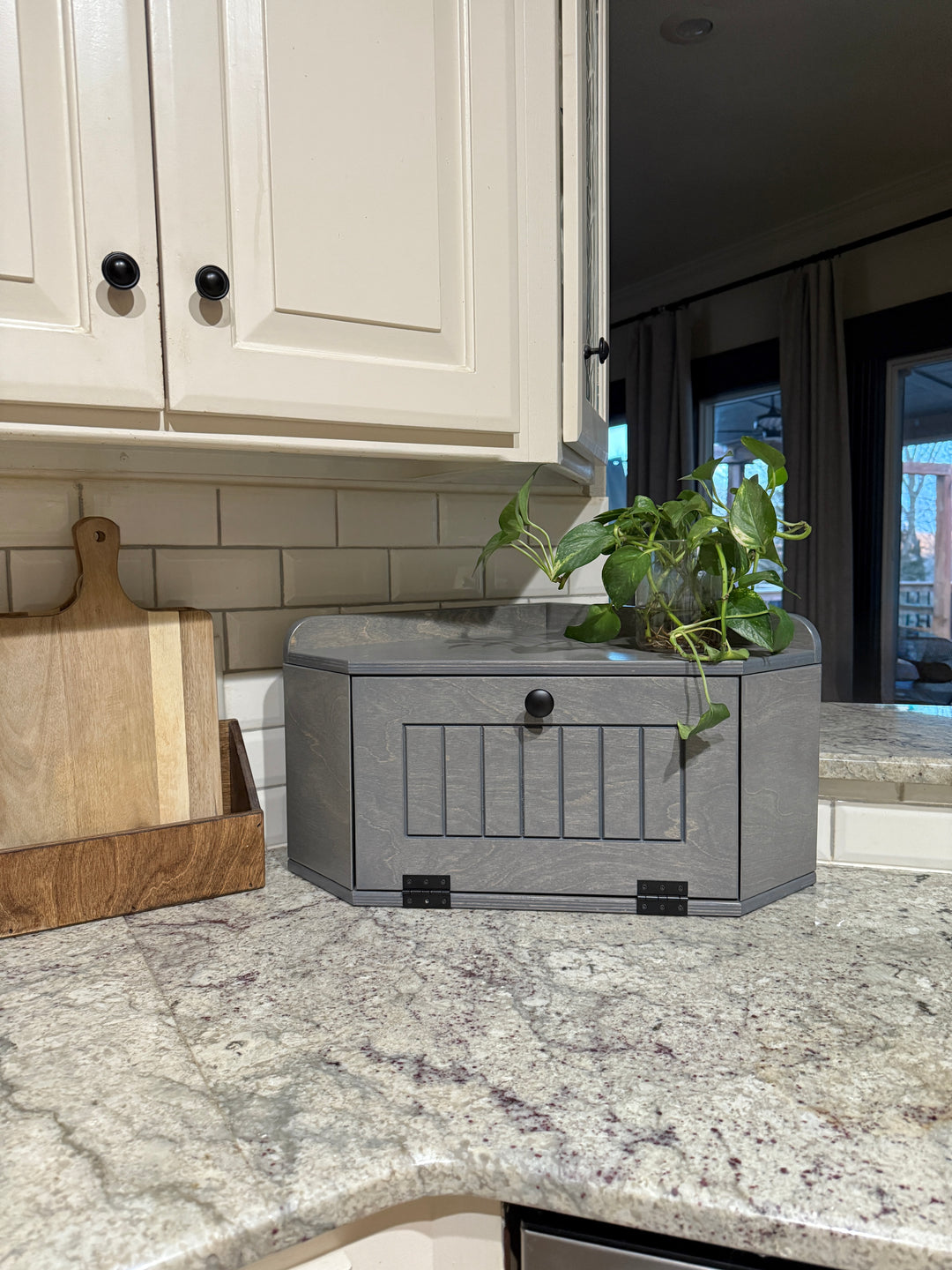 Bread box in gray stain