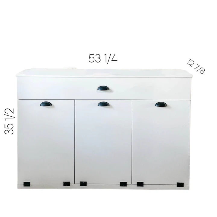 Furniture style laundry with a storage drawer in dark brown stain