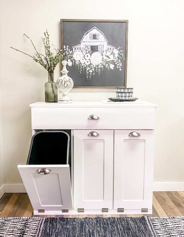 Best seller white slim triple trash cabinet