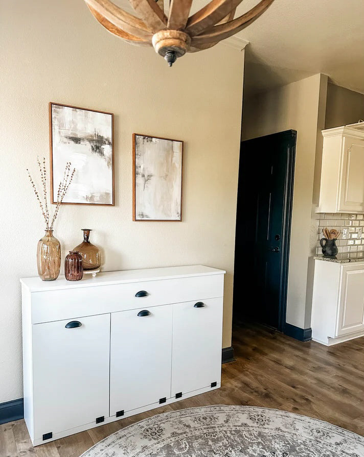 Templeton trash with a storage drawer in white modern style