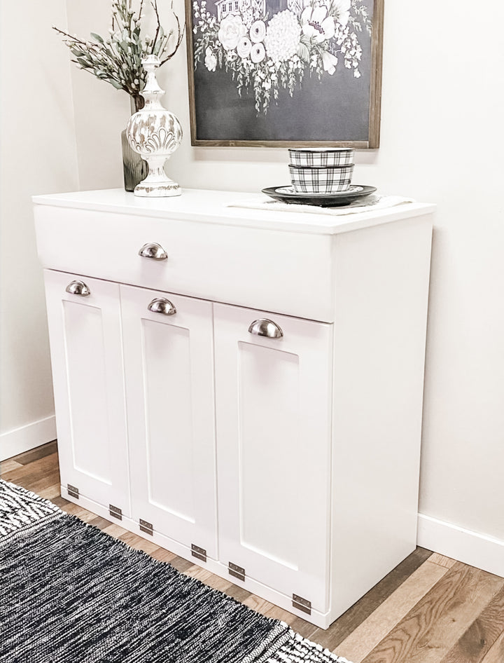 Best seller white slim triple trash cabinet