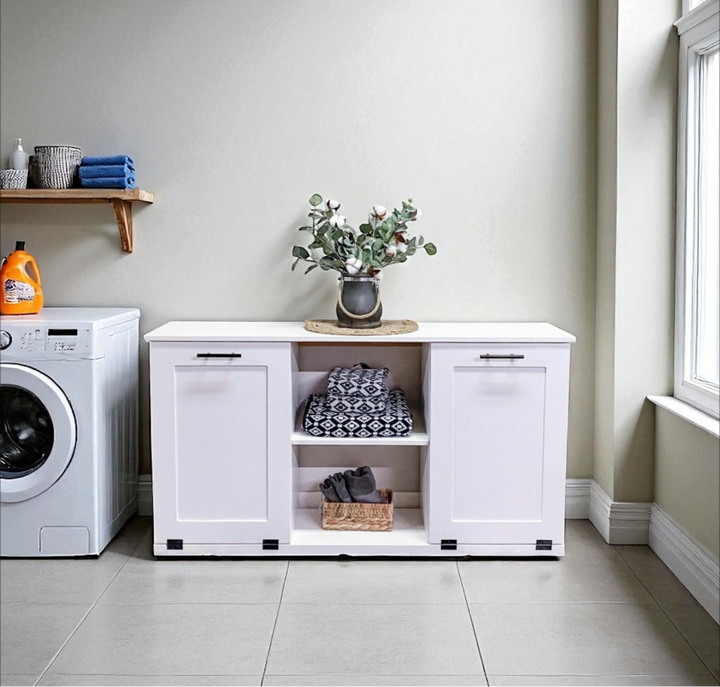 Templeton laundry with open shelving in white
