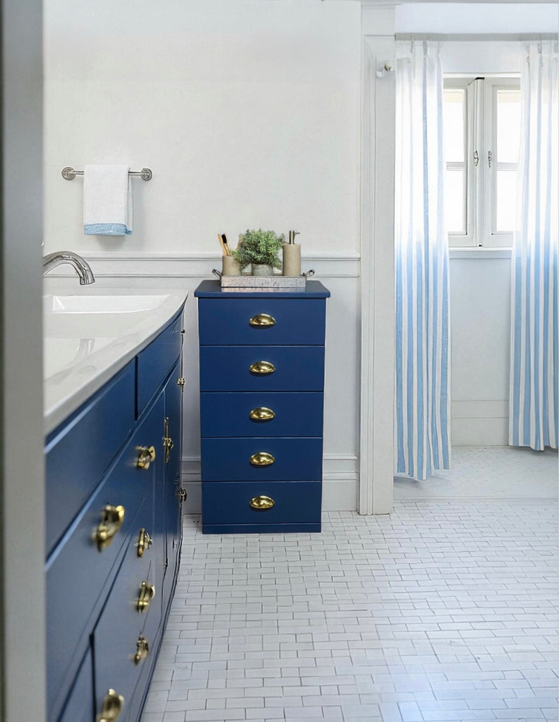 Sinclair laundry storage with 5 drawers blue