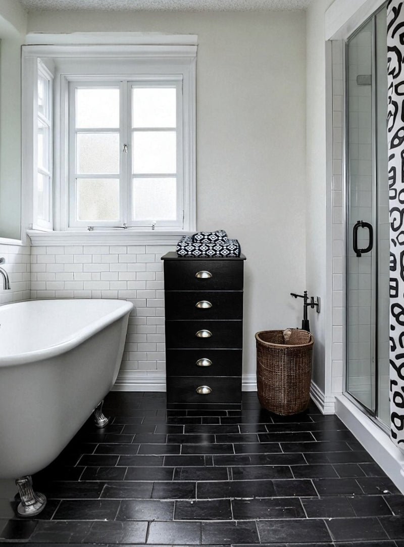 Laundry 5 drawers storage in black textured