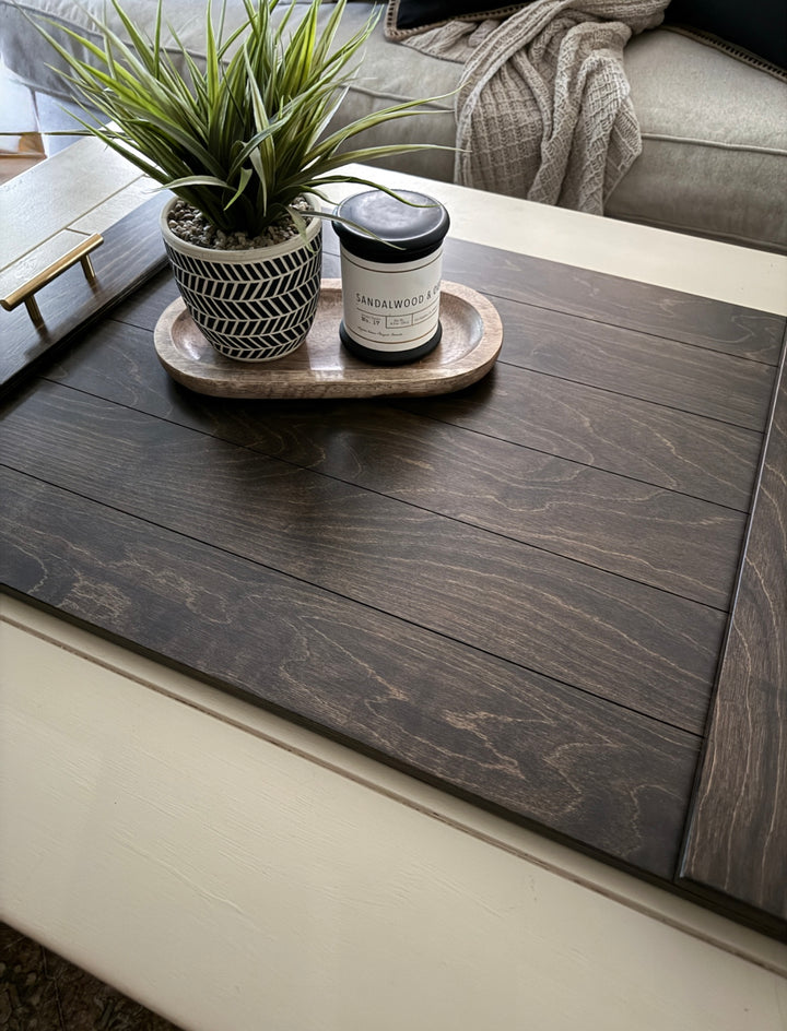 Slatted ottoman tray  dark brown