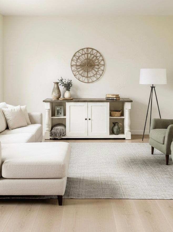 Baluster modern farmhouse console table tv stand