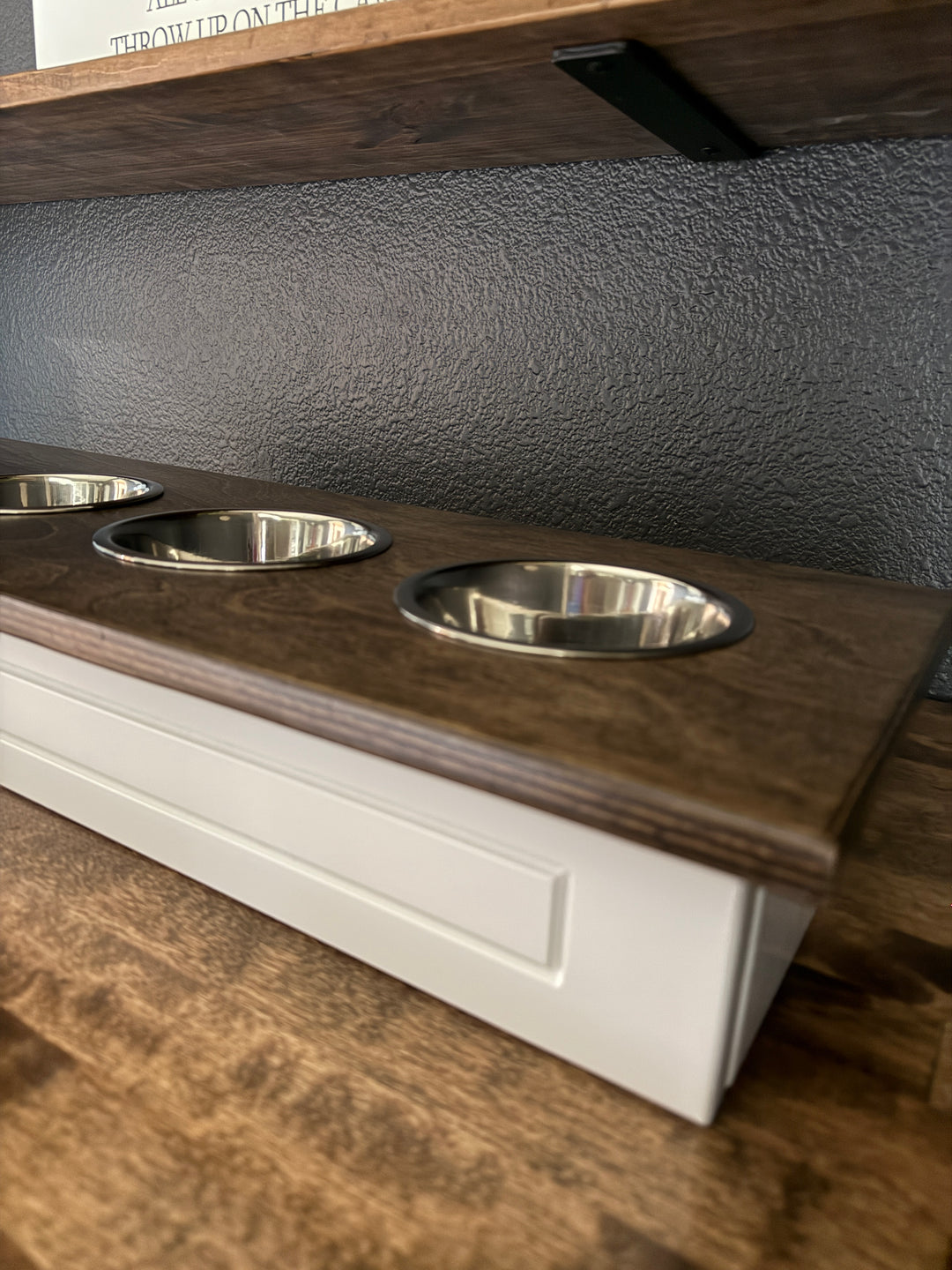 Four bowl small size elevated pet feeder in white