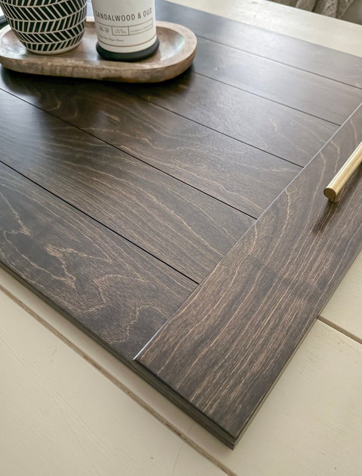Slatted ottoman tray  dark brown