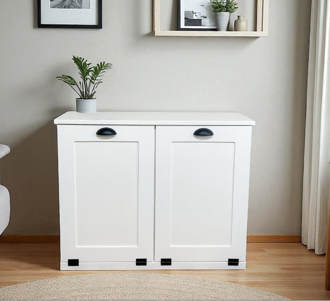 Double trash cabinet in white - Best Seller