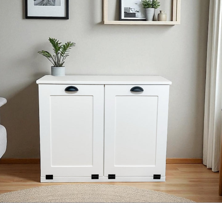 Double trash cabinet in white - Best Seller