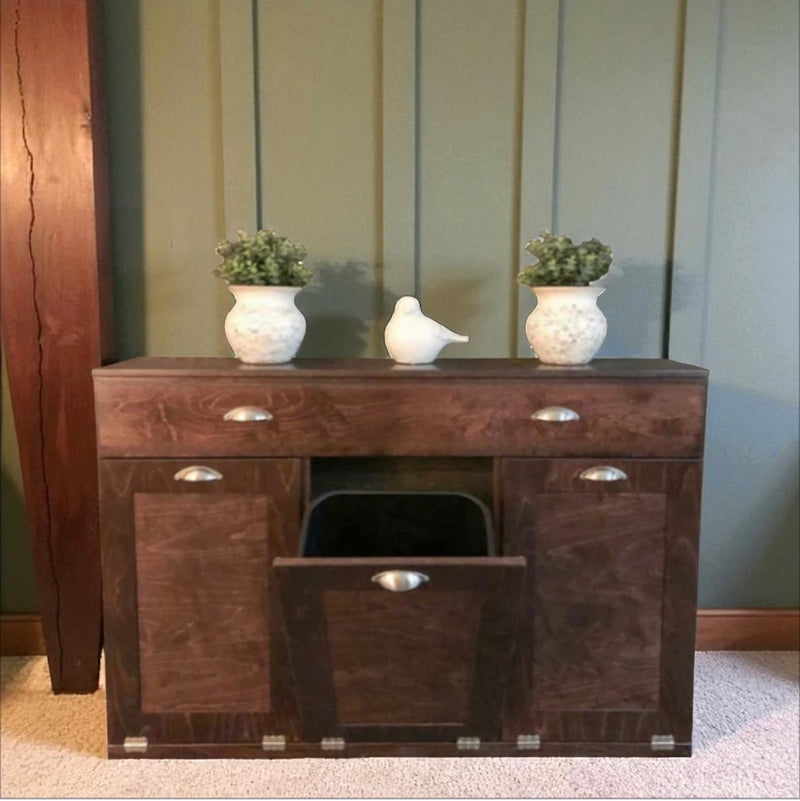 Templeton with storage drawer in wood - red oak stain
