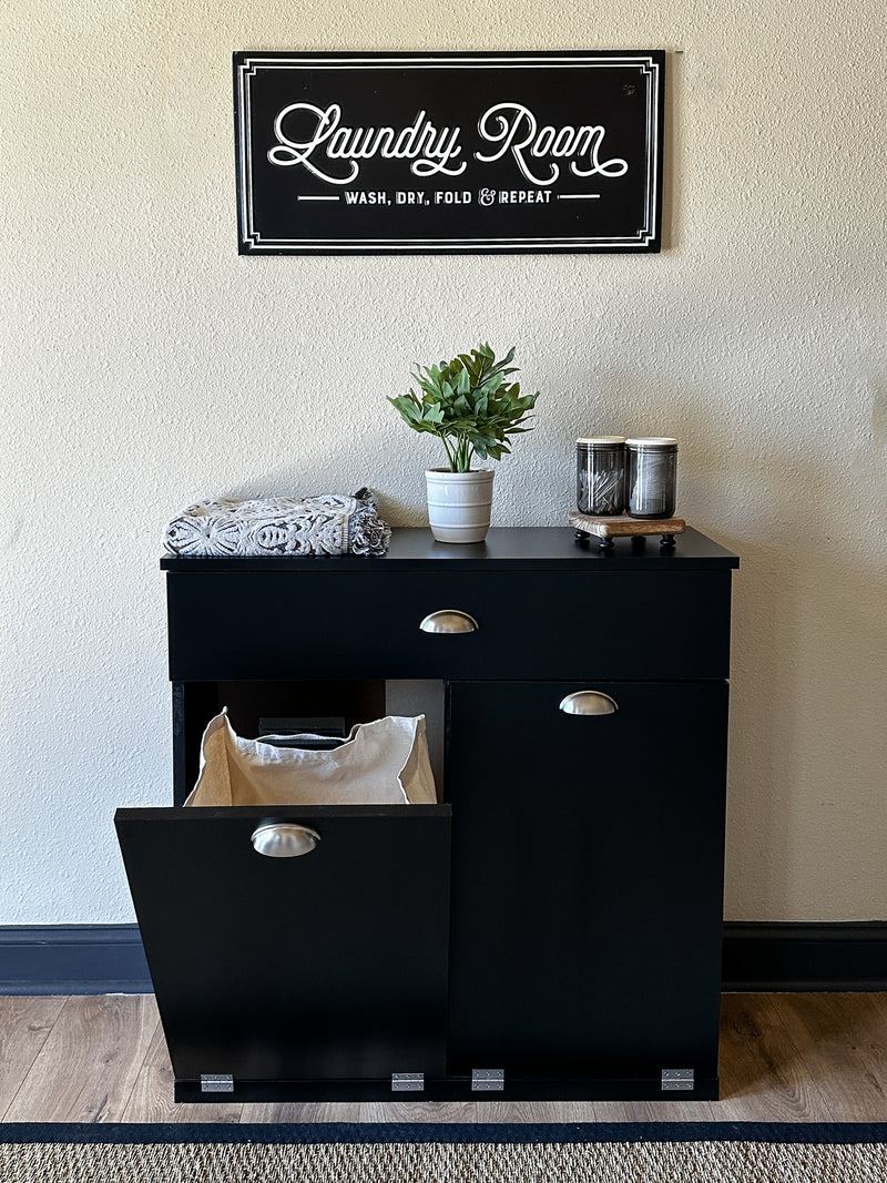 Dashwood laundry with a storage drawer in black modern style