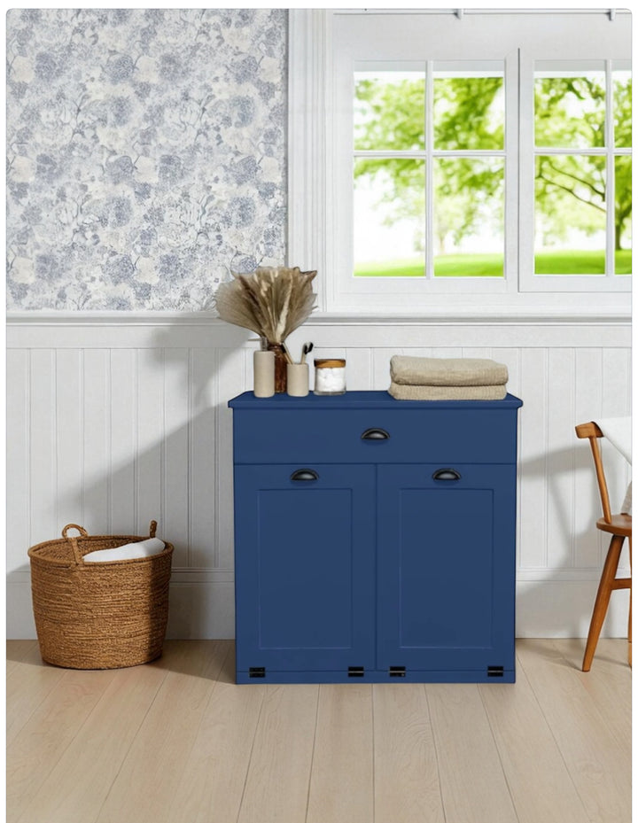 Blue double laundry with a storage drawer