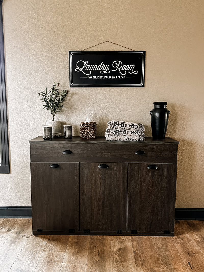 Templeton laundry with a storage drawer in dark brown modern style