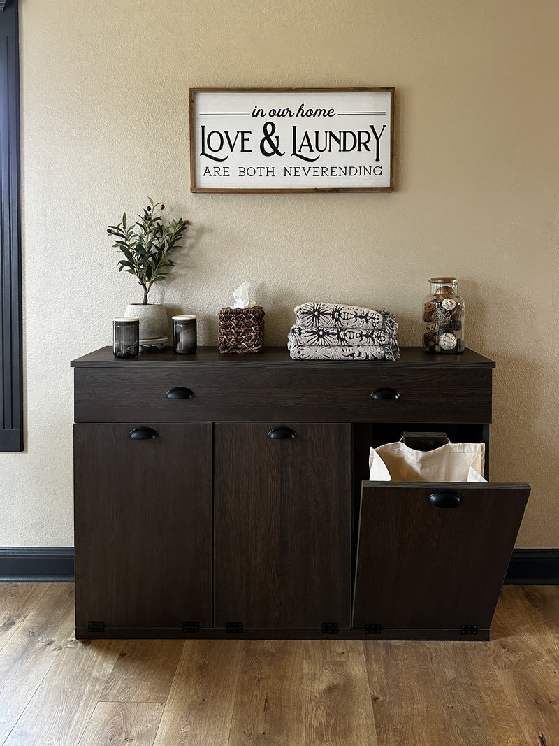 Templeton laundry with a storage drawer in dark brown modern style