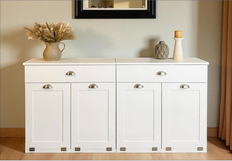 Livingston with a storage drawer in white with farmhouse doors