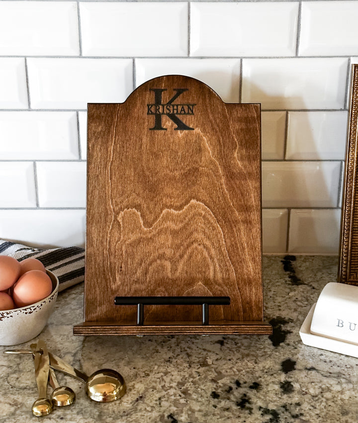 Monogram style cookbook holder