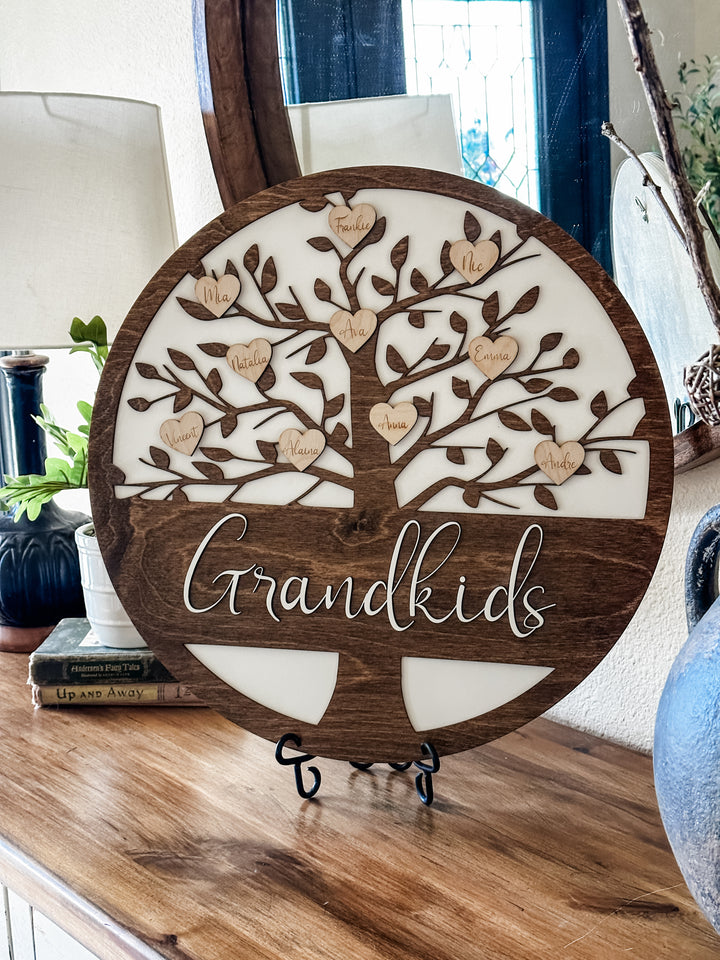 Grandkids family tree personalized sign