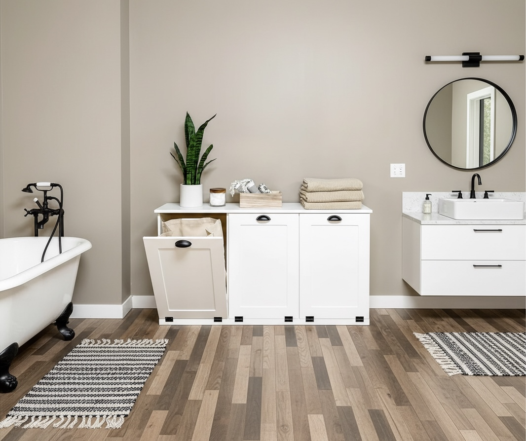 Triple Tilt Out Hidden Laundry Hamper Cabinet – The LoveMade Home