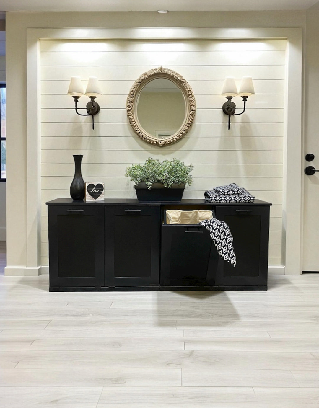 Furniture style quad laundry in black stain