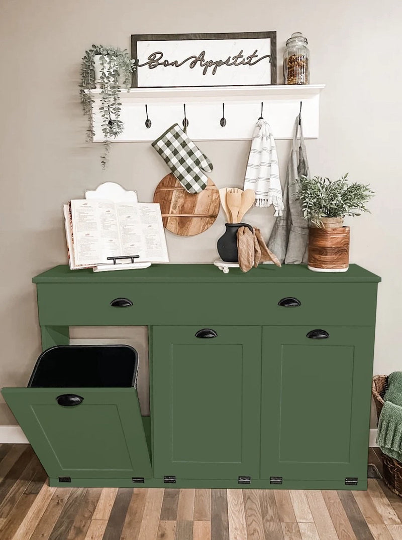 Templeton with a storage drawer in green with farmhouse door