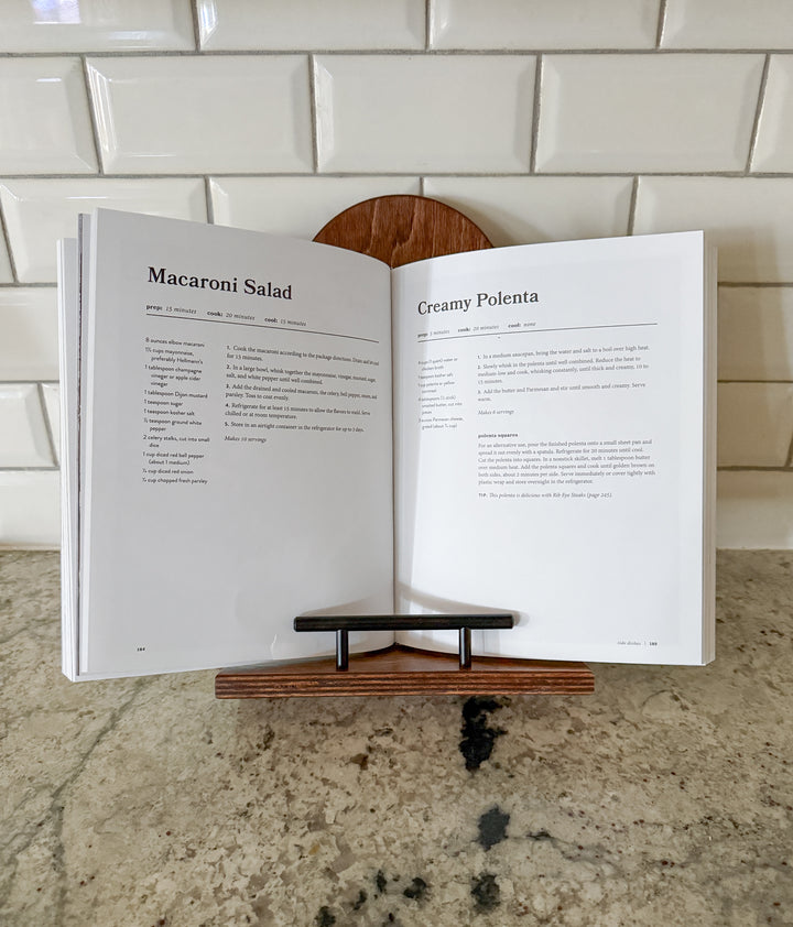 Red oak stained cookbook holder
