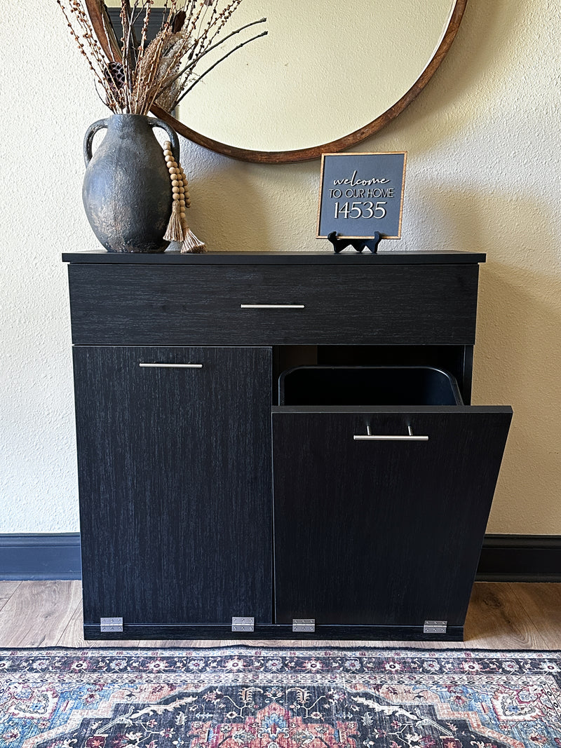 Dashwood with a storage drawer in black wood look modern style