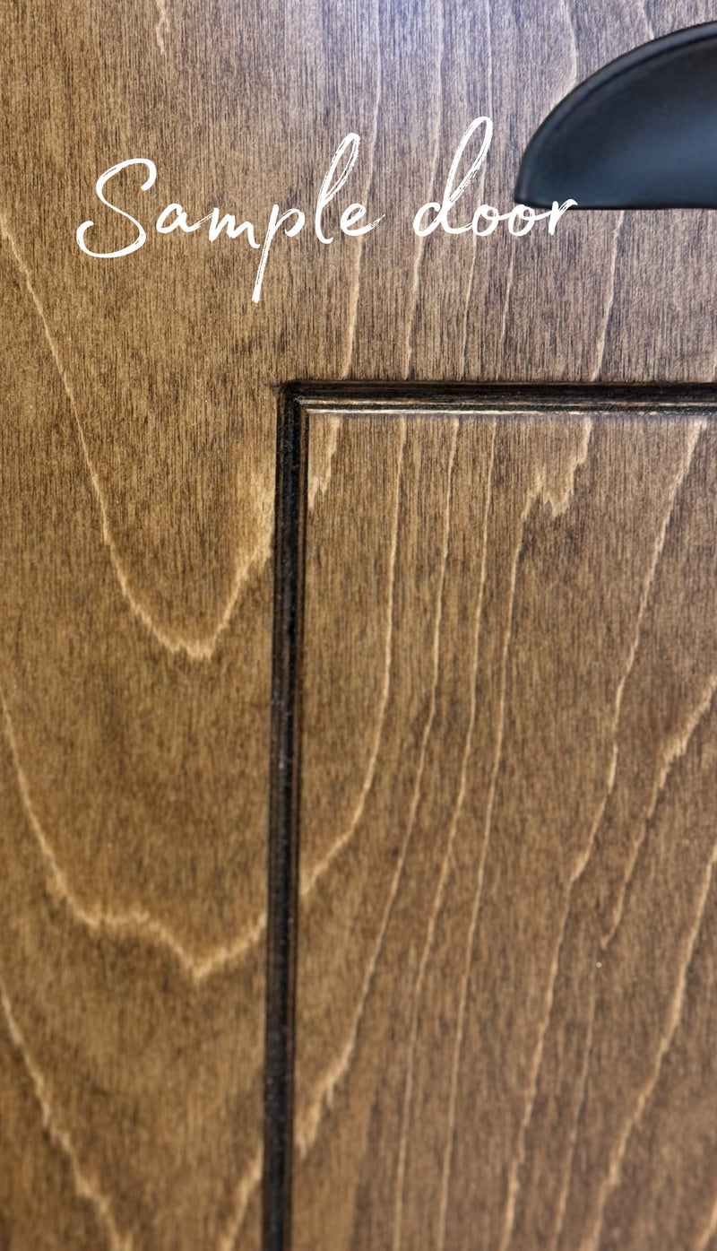 Dashwood with a storage drawer in black stained farmhouse door