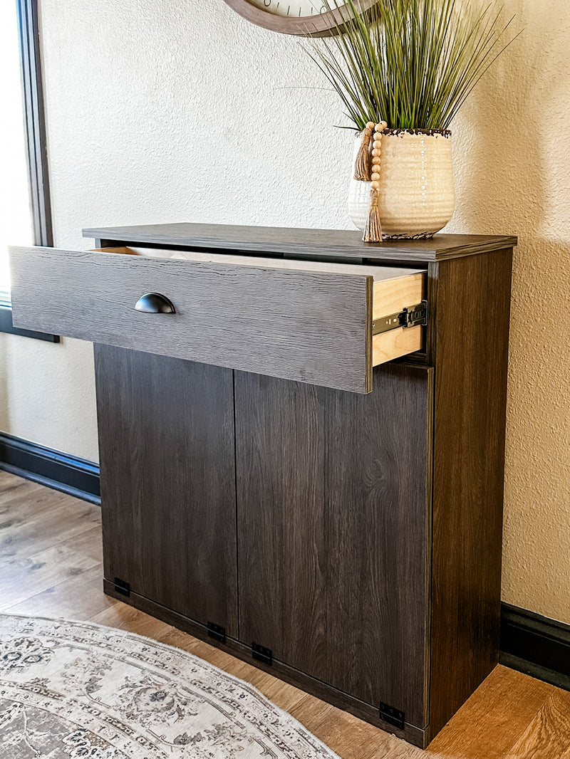 Dashwood with a storage drawer in dark brown modern style
