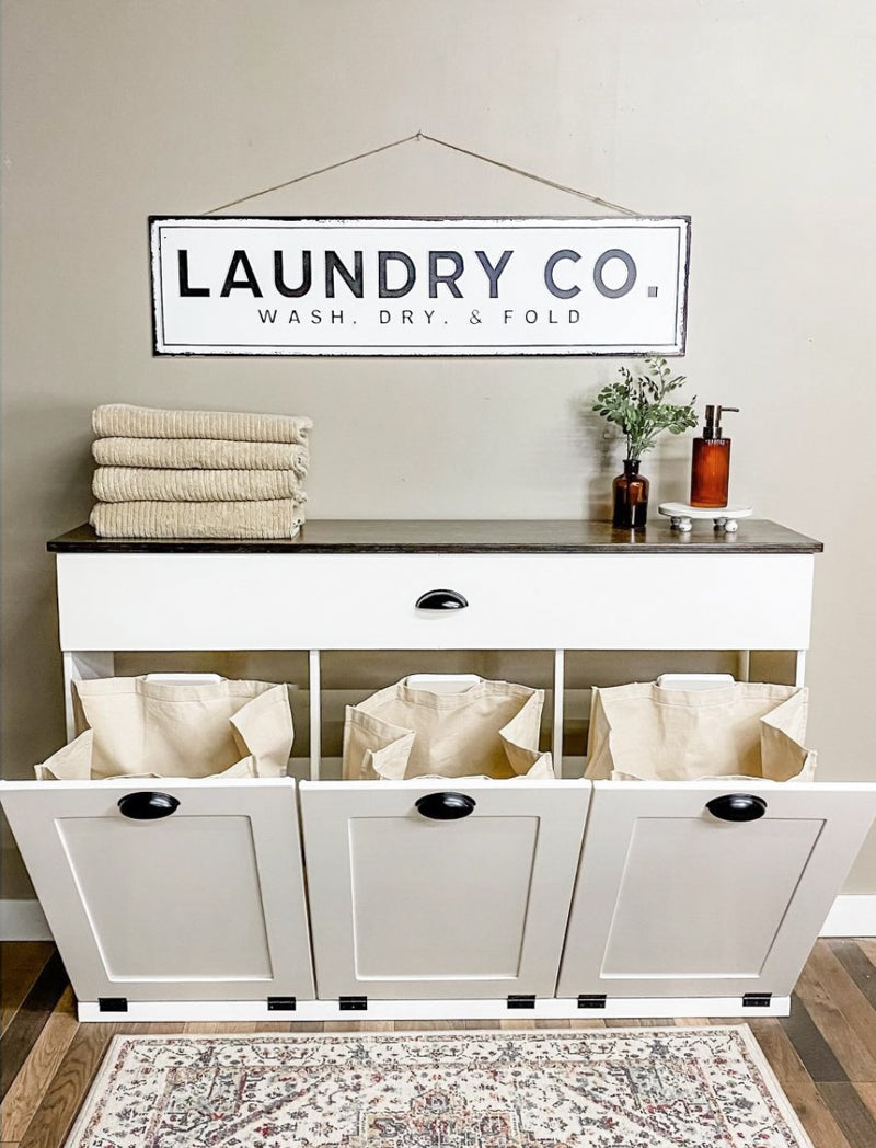 Templeton laundry with a storage drawer in white farmhouse style