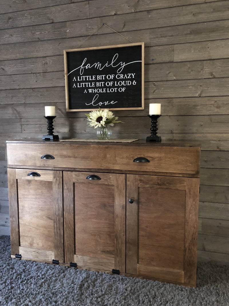 Templeton with storage and cabinet in warm brown real wood.