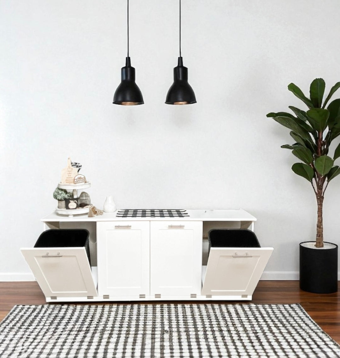 Quad trash cabinet in white