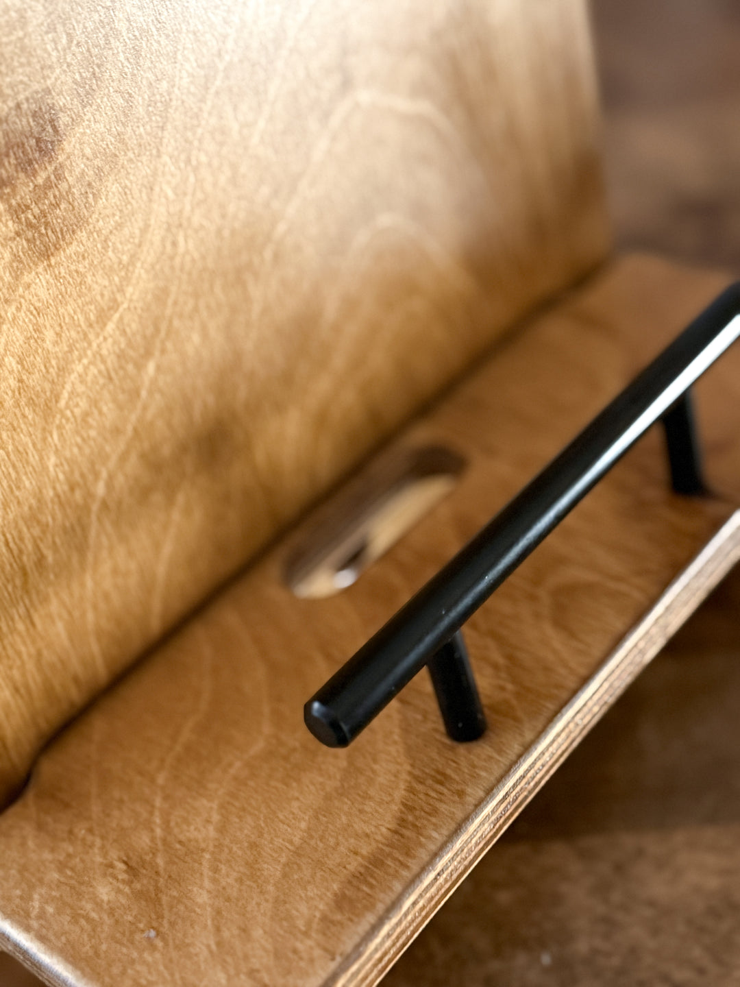 Golden Oak stained cookbook holder with personalization