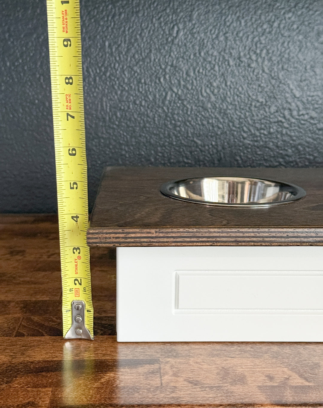 Four bowl small size elevated pet feeder in white
