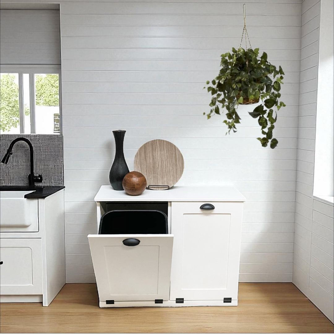 Double trash cabinet in white - Best Seller