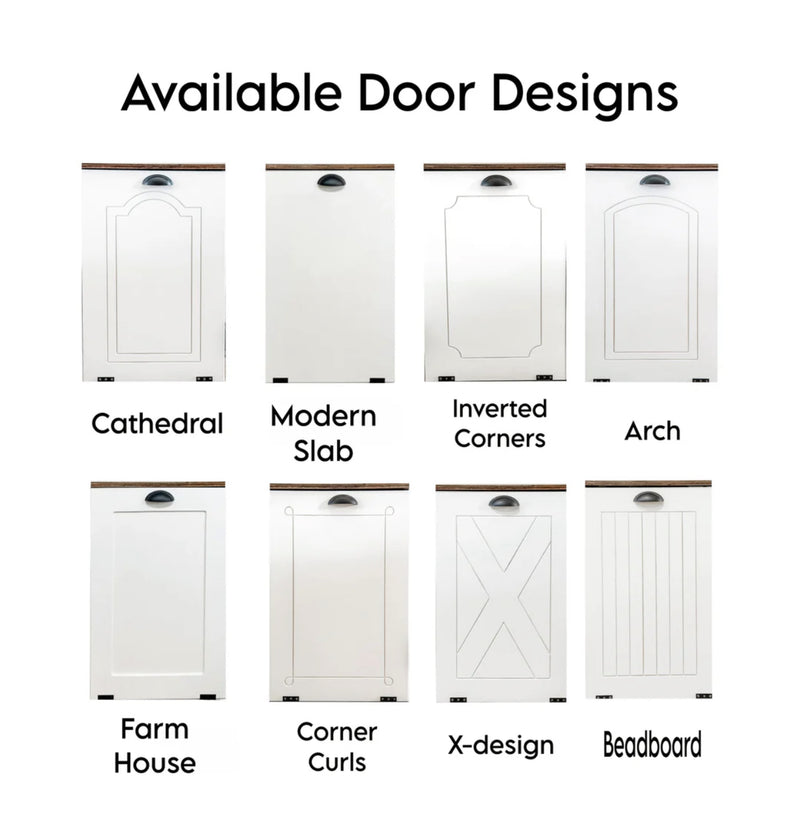 Livingston with a storage drawer in white with farmhouse doors