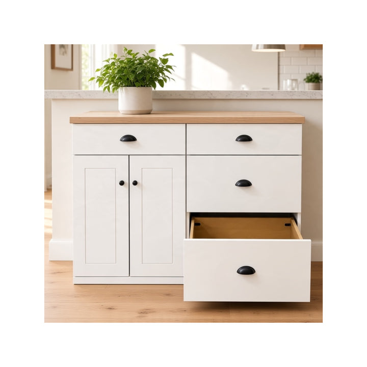 Furniture style slim design cabinet with storage drawers in white