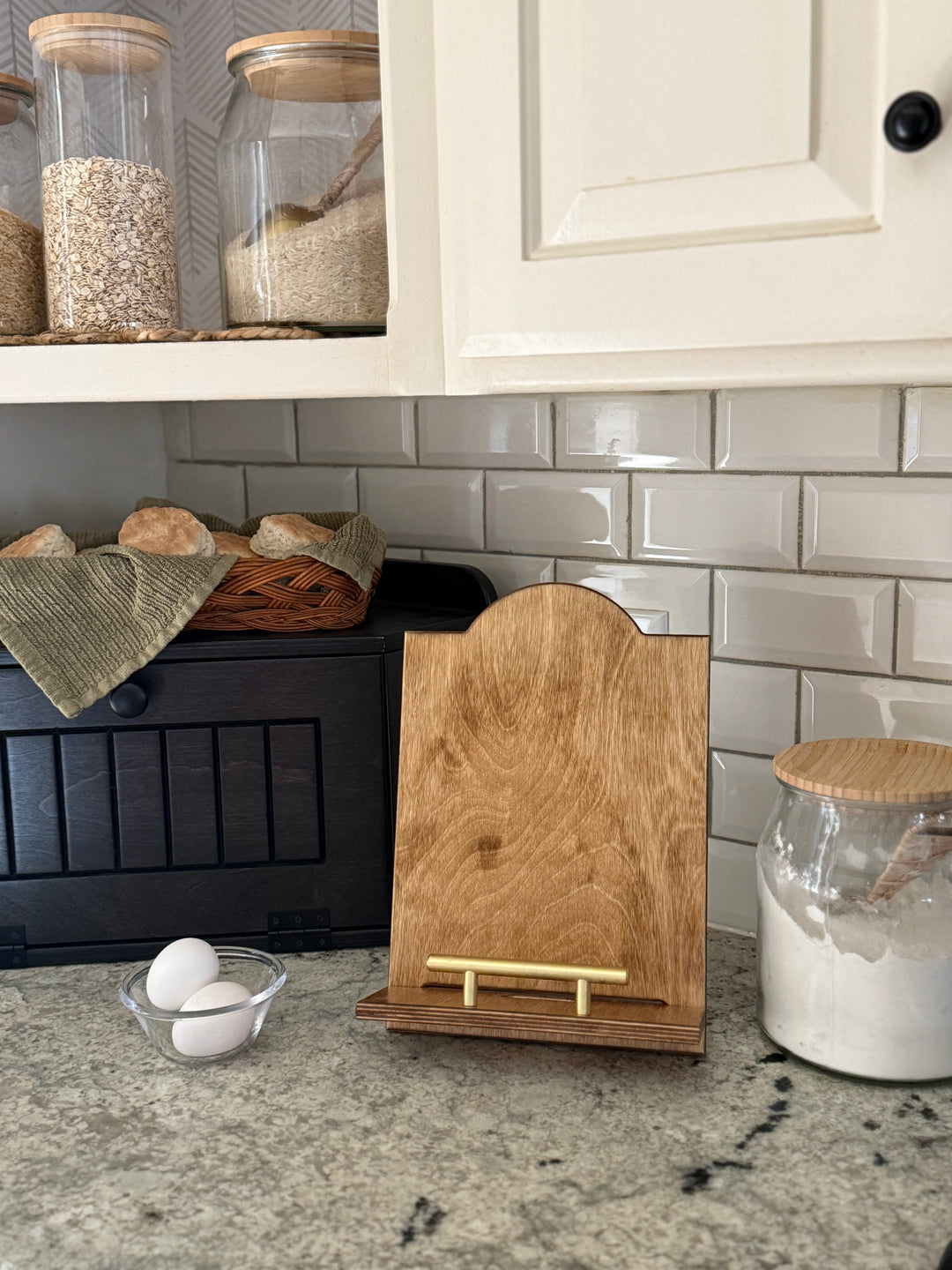 Golden Oak stained cookbook holder