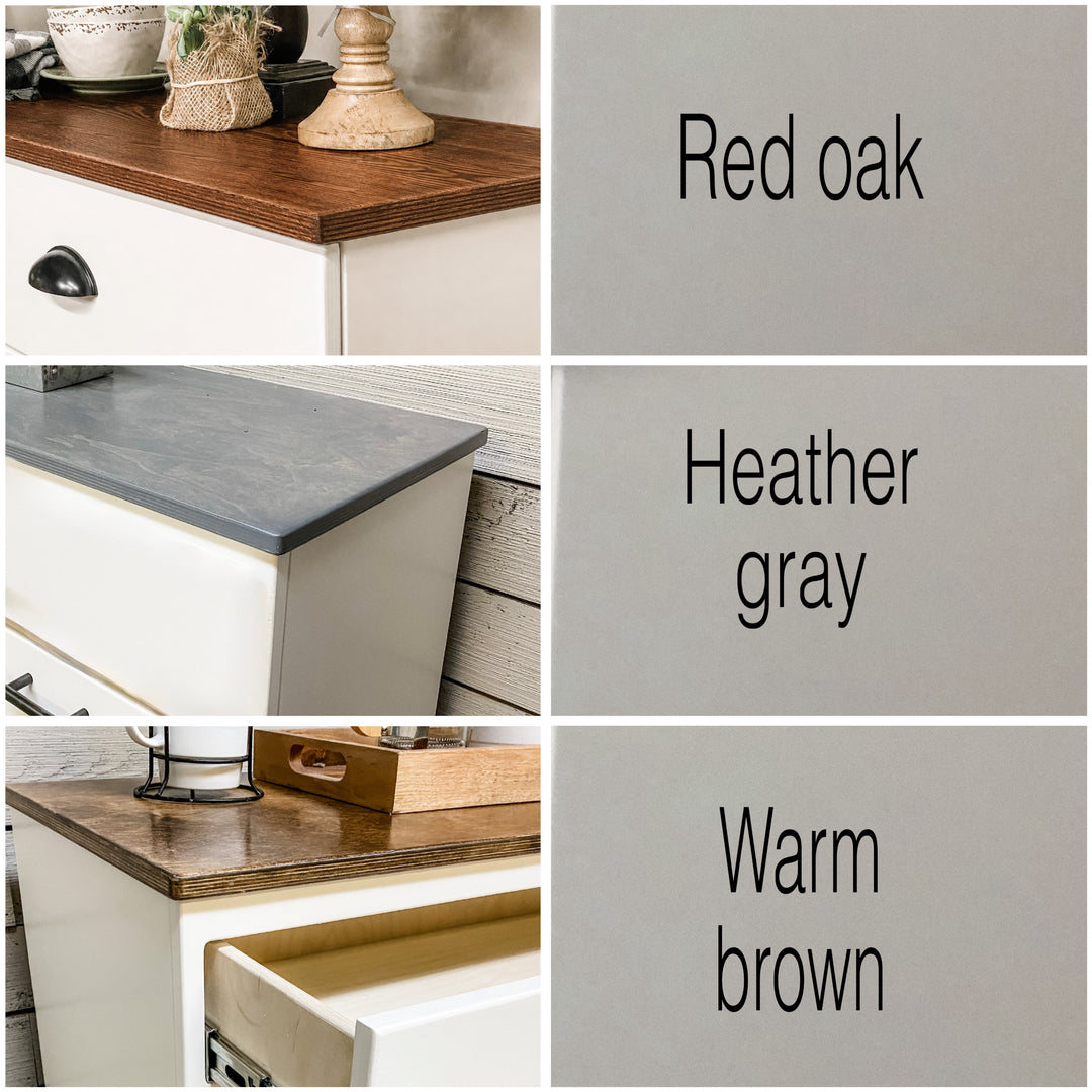 Stained top for tilt out trash or laundry hamper cabinets -add to your order