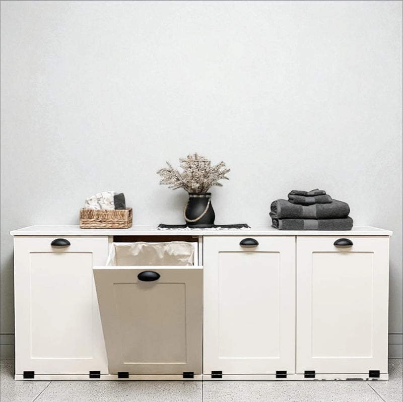 Livingston laundry in white farmhouse style doors